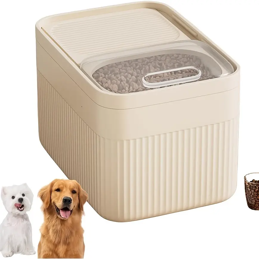 Large Pet Food Storage Container, Leak-Proof, Transparent Window, Modern Design, Durable, Easy Clean, Ideal for Home & Travel