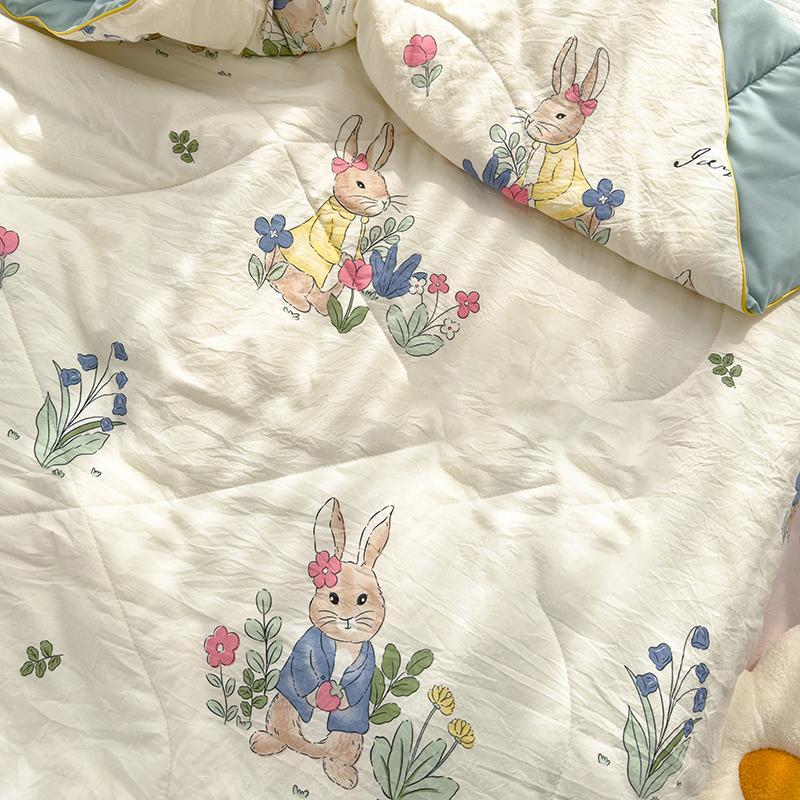 Rabbit Print Summer Cool Blanket, Lightweight Throw Blanket, Breathable Soft Blanket, 1 Count Soft Skin-friendly Air-conditioning Comforter, Thin Comforter for Bedroom, Living Room, Hotel, Dormitory