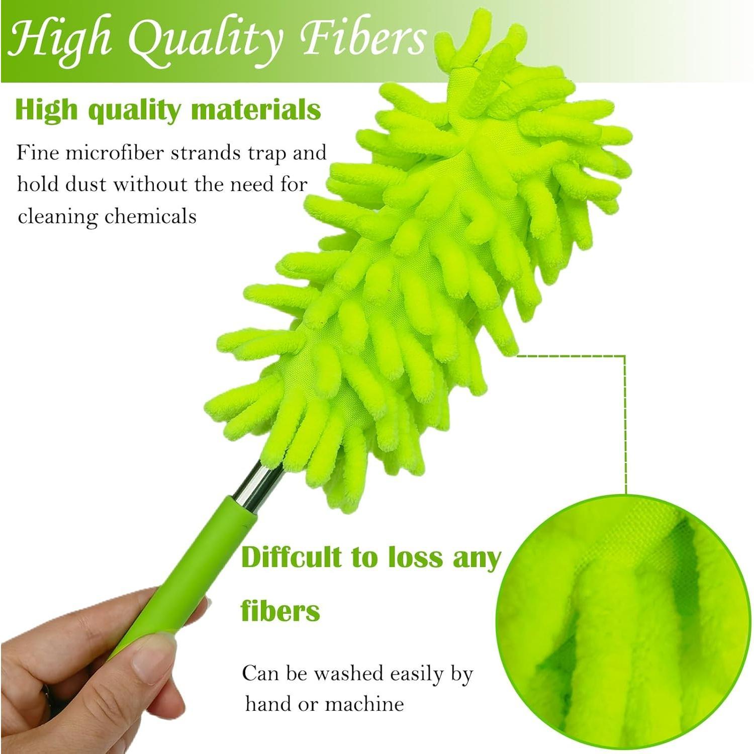 3 Pack Retractable Long-Reach Washable Duster for Cleaning, Microfiber Hand Duster Brush with Telescoping Pole for Cleaning , Window, Furniture, Office