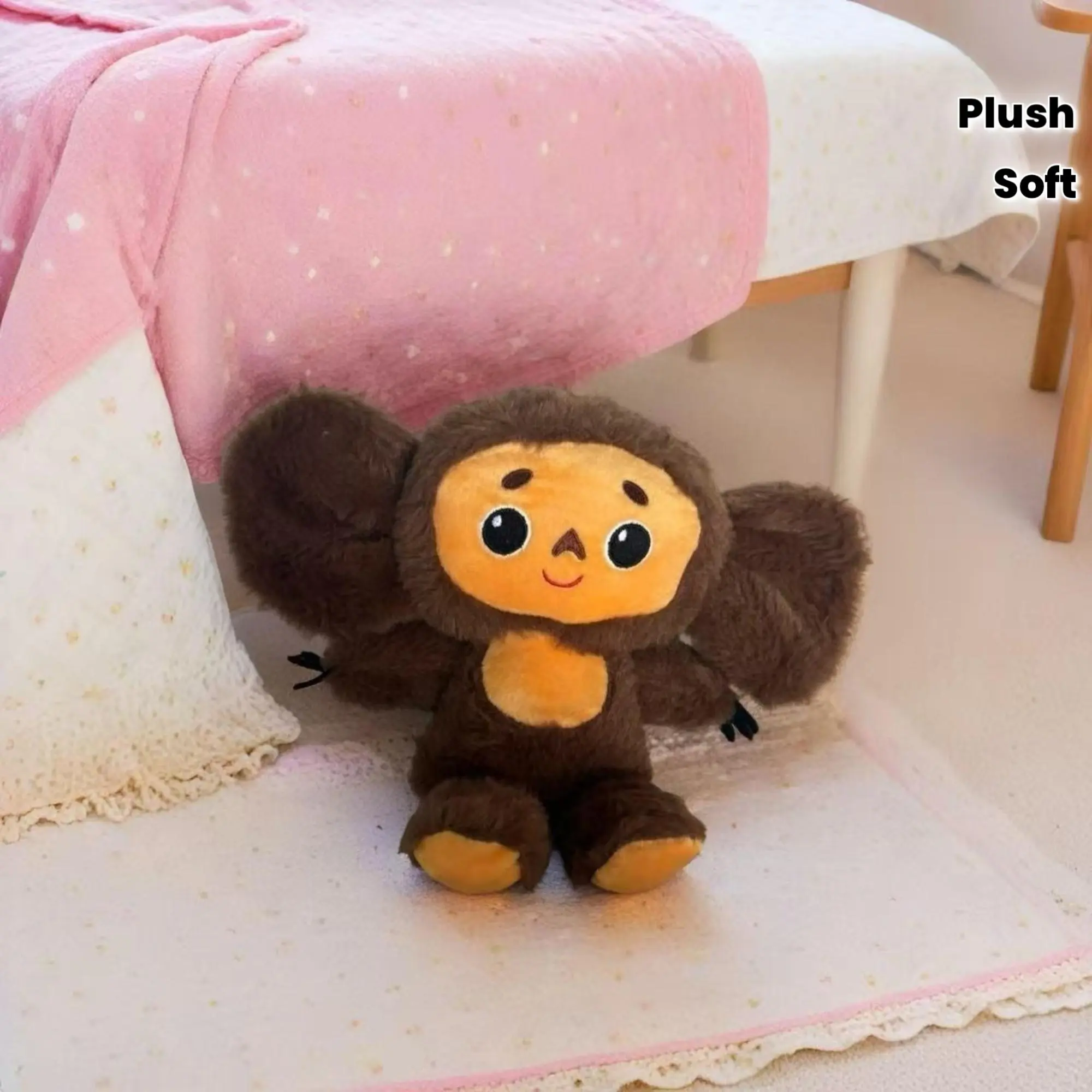 Soft Big-Eared Monkey Plushie Love Doll - Unisex Stuffed Toy, Bedtime & Travel Companion, Emotional Gift (Color), Emotional Regulation