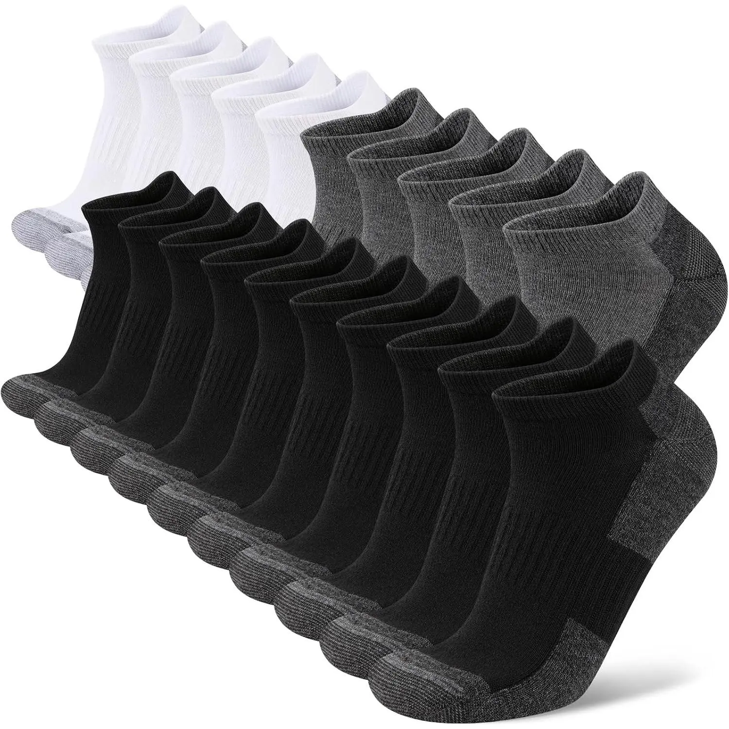 Men's Ankle Socks 20-Pack, Breathable Athletic Socks for Everyday Wear, Durable & Soft Bulk Socks for Men Size 10-13