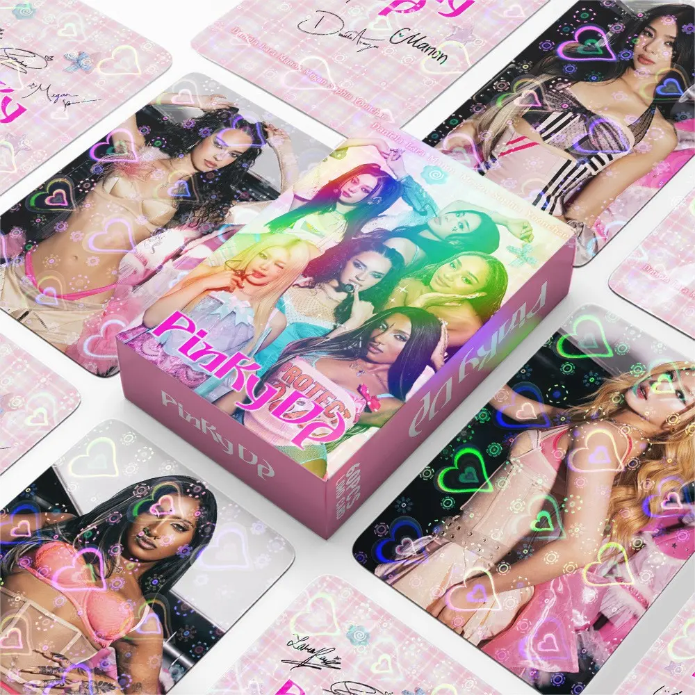 Katseye New Album Pinky Up Merch 60pcs Heart Holographic Lomo Cards, HD Sparkle Laser Flash Mini Portrait Cards, Collectible Idol Cards for Fans