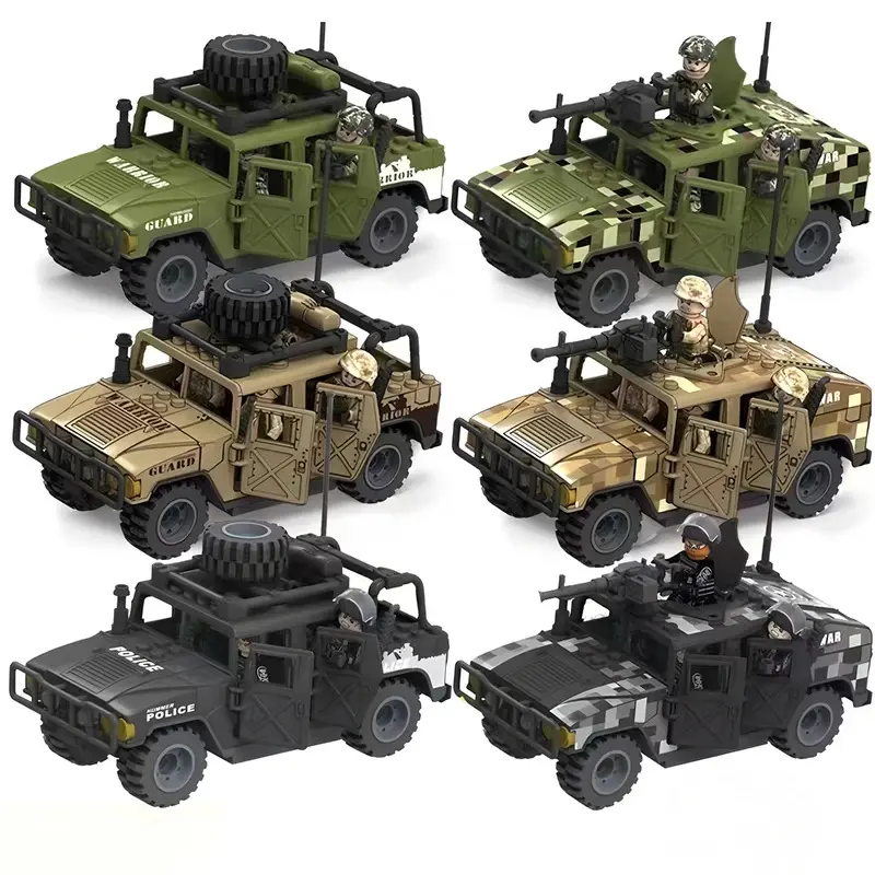 Military Model SWAT Armored Vehicle Car Weapons Army Soldier Police Gangster Machine Gun Building Blocks Figure Brick Toys