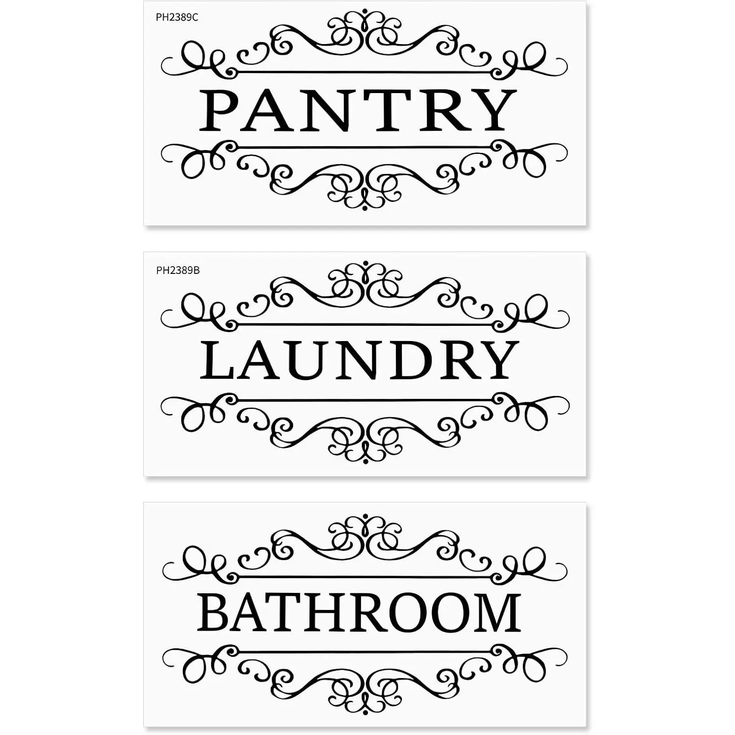 3 count Laundry Room Vinyl Wall Stickers Pantry Bathroom Wall Decal, Vinyl Room Door Art Decal Stickers for Bathroom Living Room, Door Decal Art Signs Wall Sticker for Store Decoration(11.8x5.9inch)