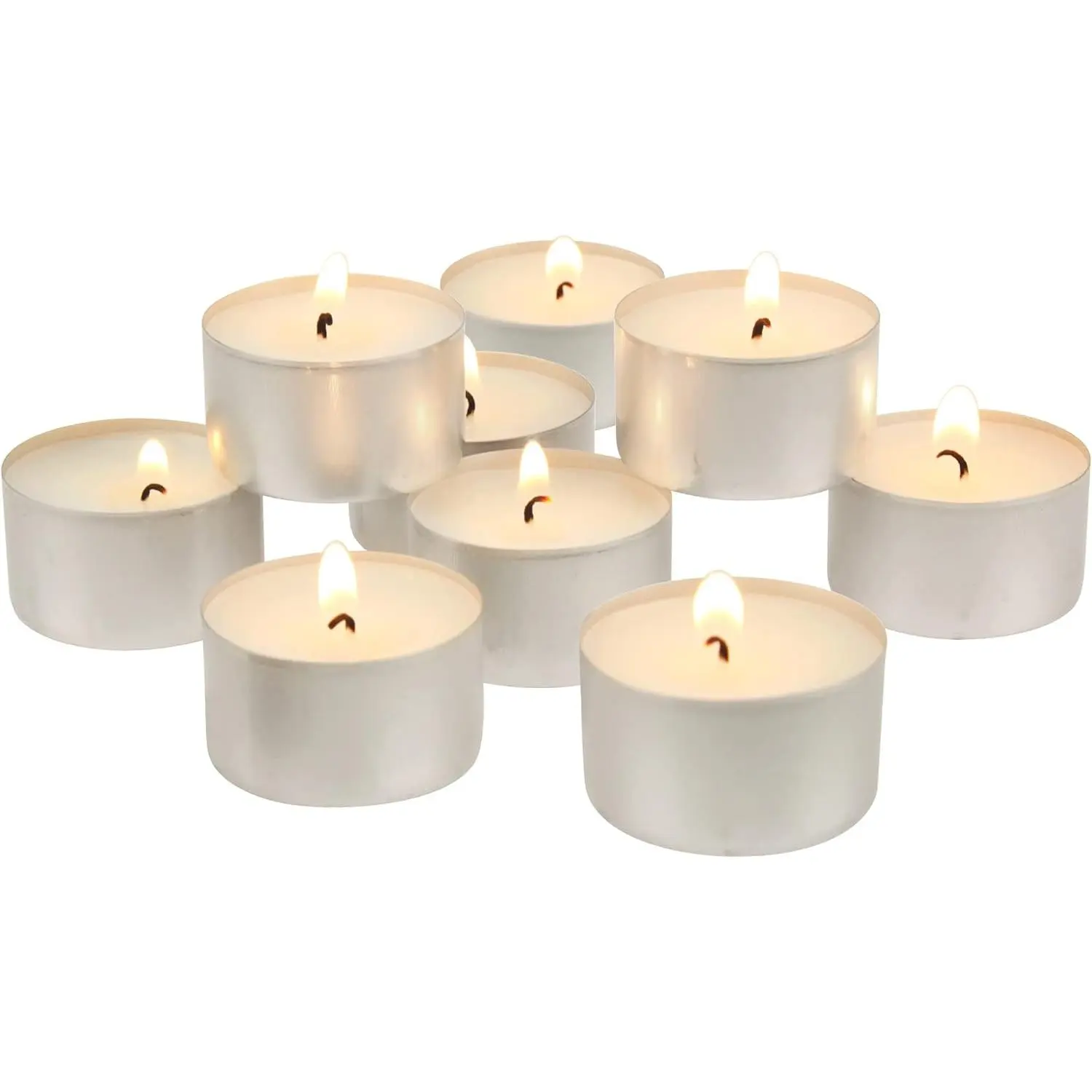 Unscented Long Burning White Tealight Candles, Bulk Pack, 6-7 Hour Burn Time, Smokeless Tealights for Parties, Weddings, Home, 100 Count