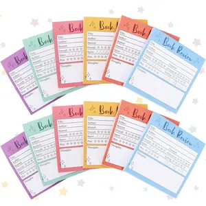 12 Pack Book Review Notepad Sticky Notes 3x3in 600 Sheet Self-Stick Note Pads 100th Day of School Reading Log Sticker Reading   for Book Lover Student Bookish Bookworm - Colorful