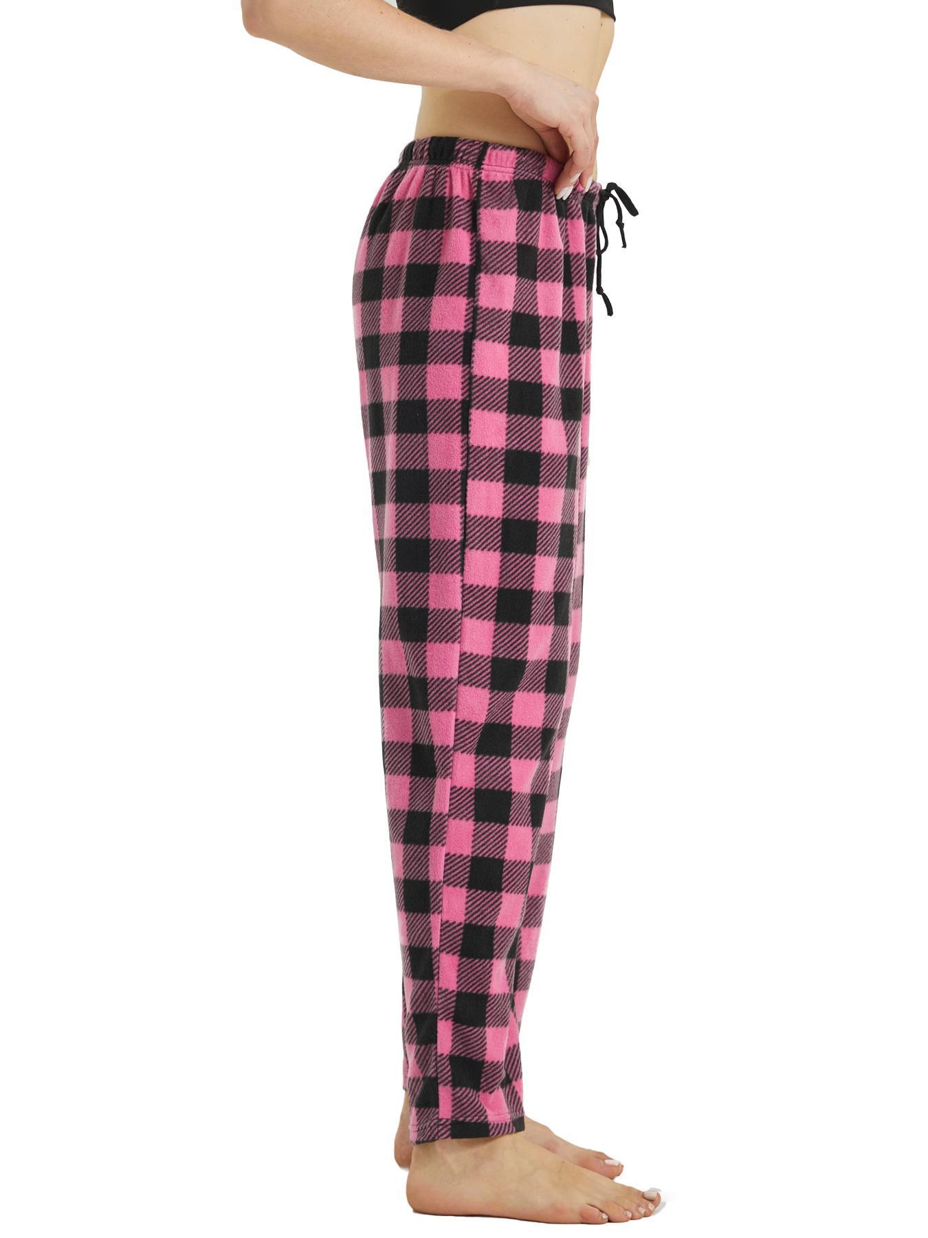 Women's Plaid Pajama Bottoms, Fleece Checked Pajama Pants, Soft Drawstring Lounge Sleep Pants for Women, Sleep Bottoms for Fall & Winter Women's Plaid Pajama Bottoms, Fleece Checked Pajama Pants, Soft Drawstring Lounge Sleep Pants for Women, Sleep Bottoms for Fall & Winter