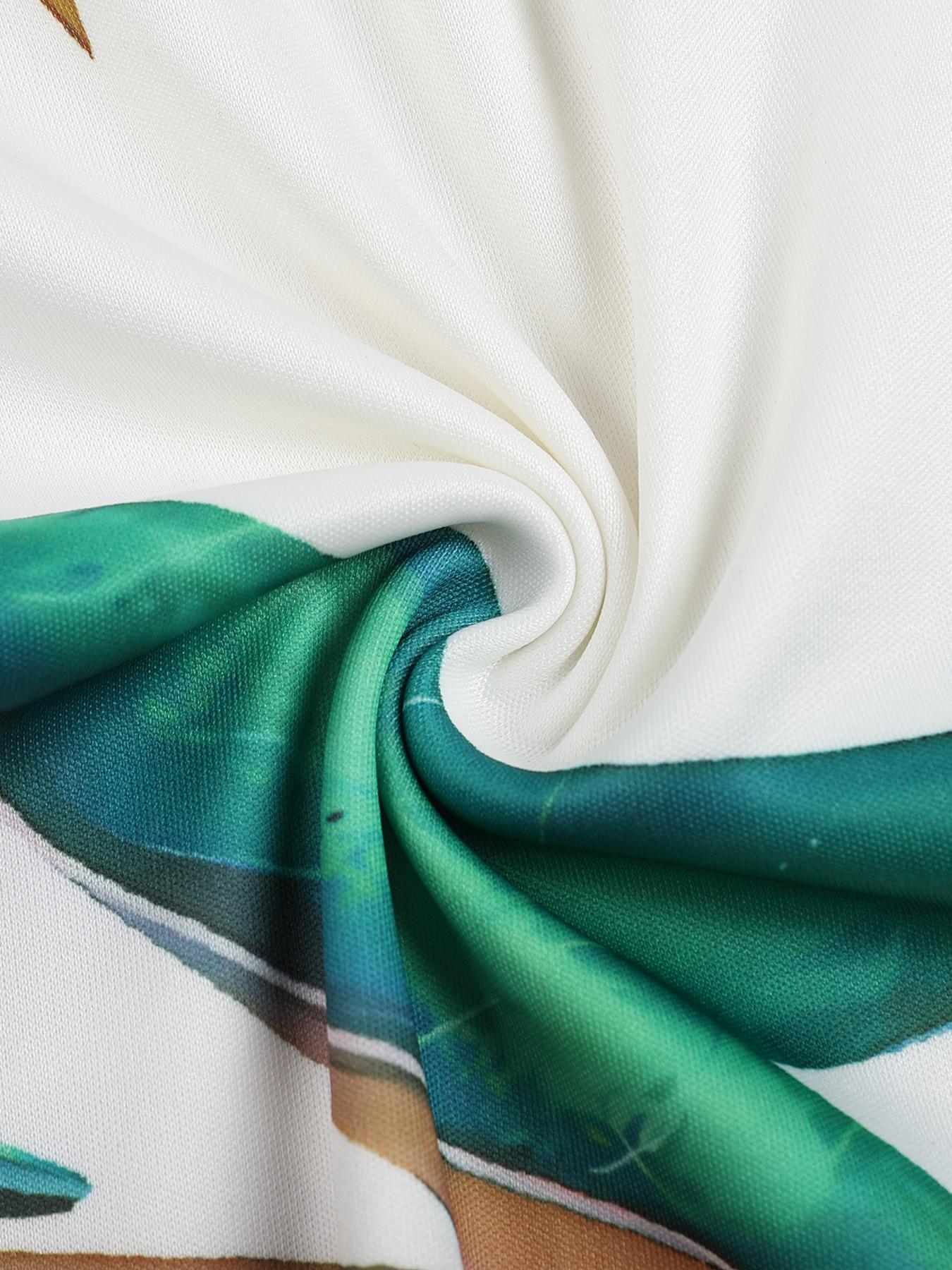 Women's Floral Print Ring-Linked Asymmetrical Neck Jumpsuit, Boho Casual High Waist Wide Leg Jumpsuit for Summer, Womenswear