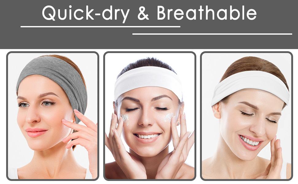 Workout Headbands for Women Hair 18pcs Non-Slip -Like Head Bands for 2.5 Inch Wide Soft Elastic Cloth Athletic Sweat Hair Women Bands