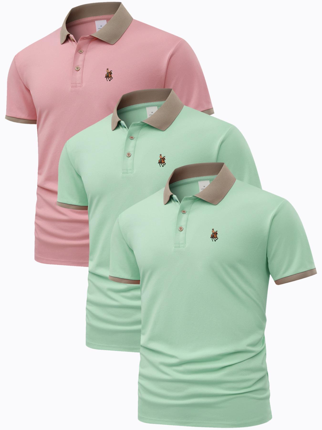 Men's Horse Graphic Polo Shirt, Regular Fit Casual Short Sleeve Top for Summer, Men's Clothes for Daily Wear, Tropical