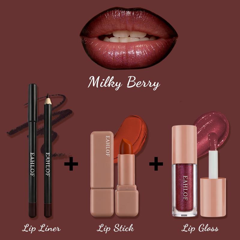 3pcs Hot Sips Coffee Lip Kits | Velvet Matte Trio(Liner+Stick+Gloss) | Day&Night Look