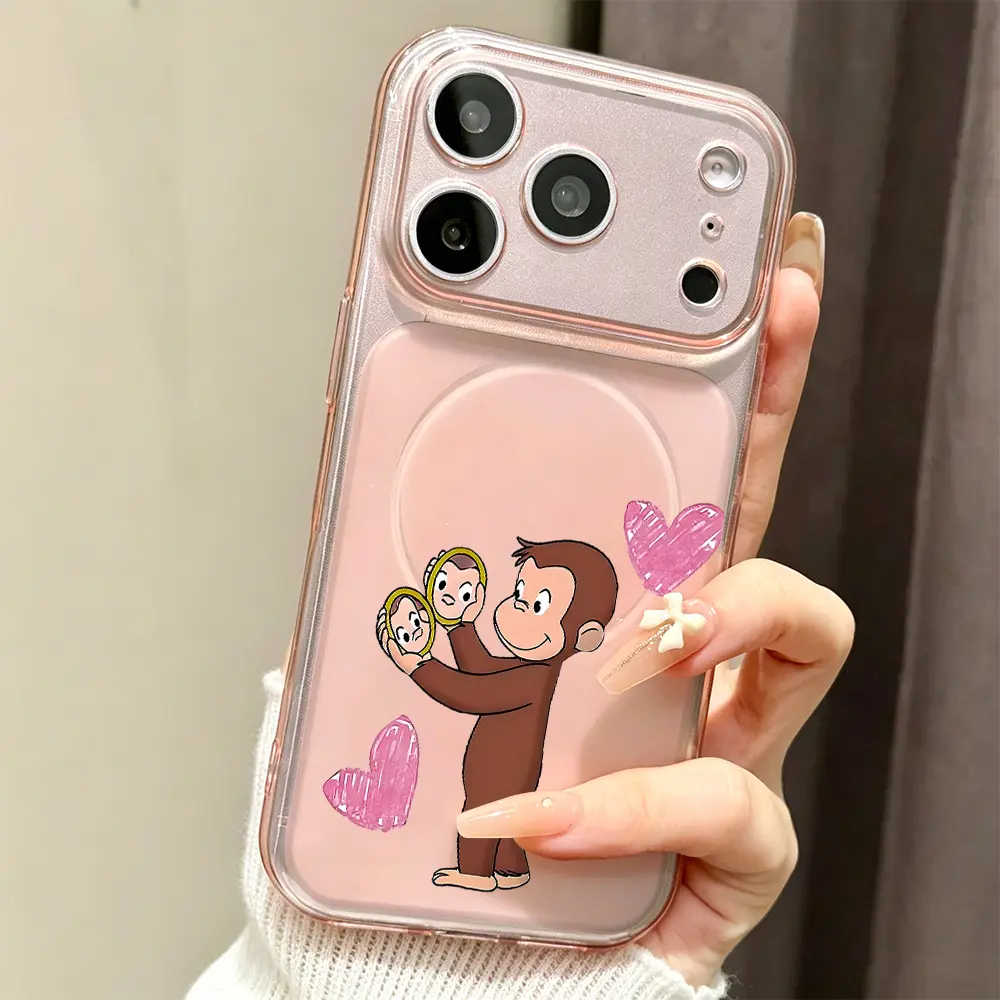 Cute Monkey Mirror Flexible TPU Phone Case, Lovely Cartoon Animal Style, Compatible with iPhone 17 Pro Max/17 Air/17 Pro/16/15/14/13 Pro Max, Sweet Decorative Accessory for Birthday/Valentine Gifts