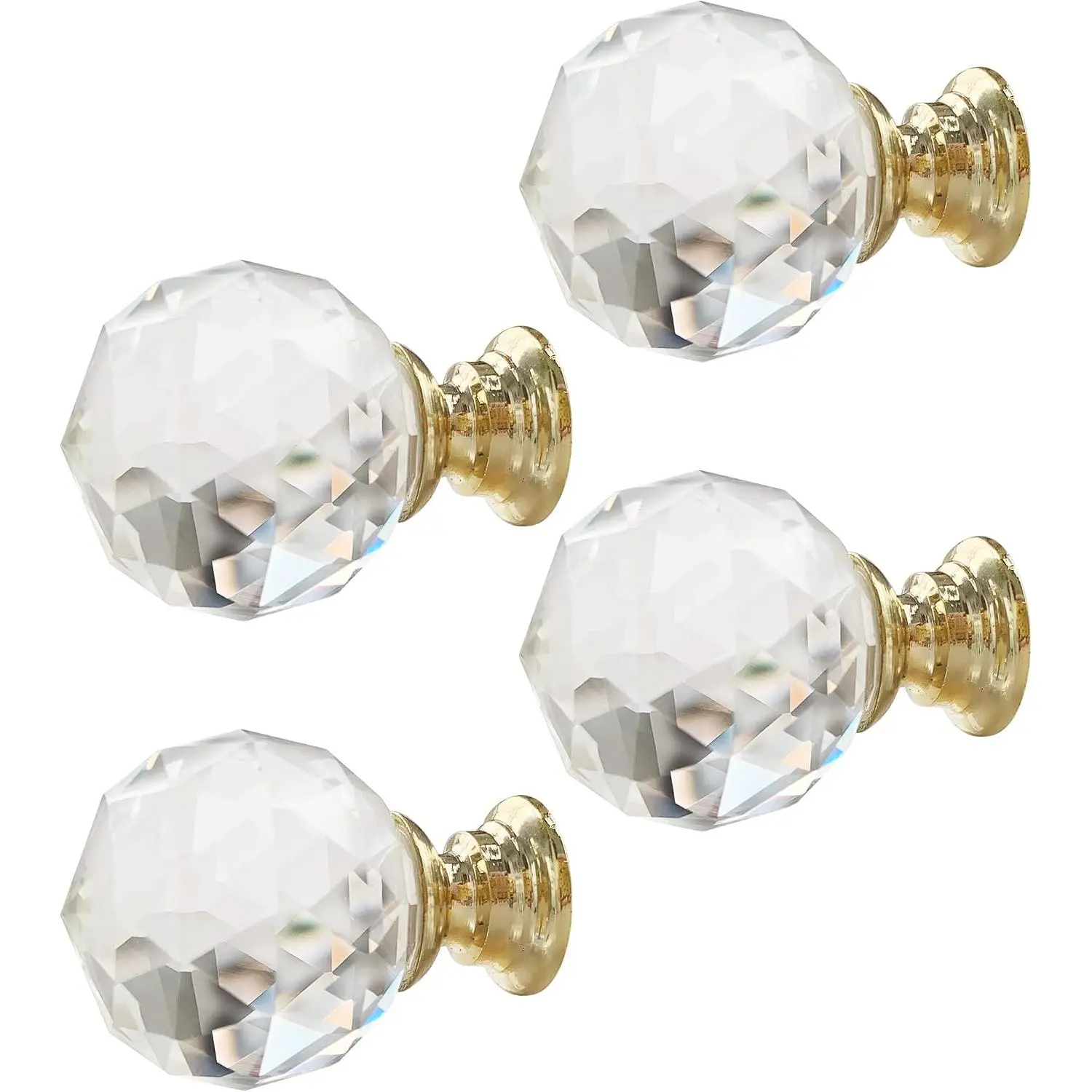 Cabinet Knobs,1 Inch(25 mm) Round Glass Knobs Kitchen Cabinets Dresser Bathroom Cabinet Knobs Cupboard Wardrobe Pulls Handles, Base,Pack of 4