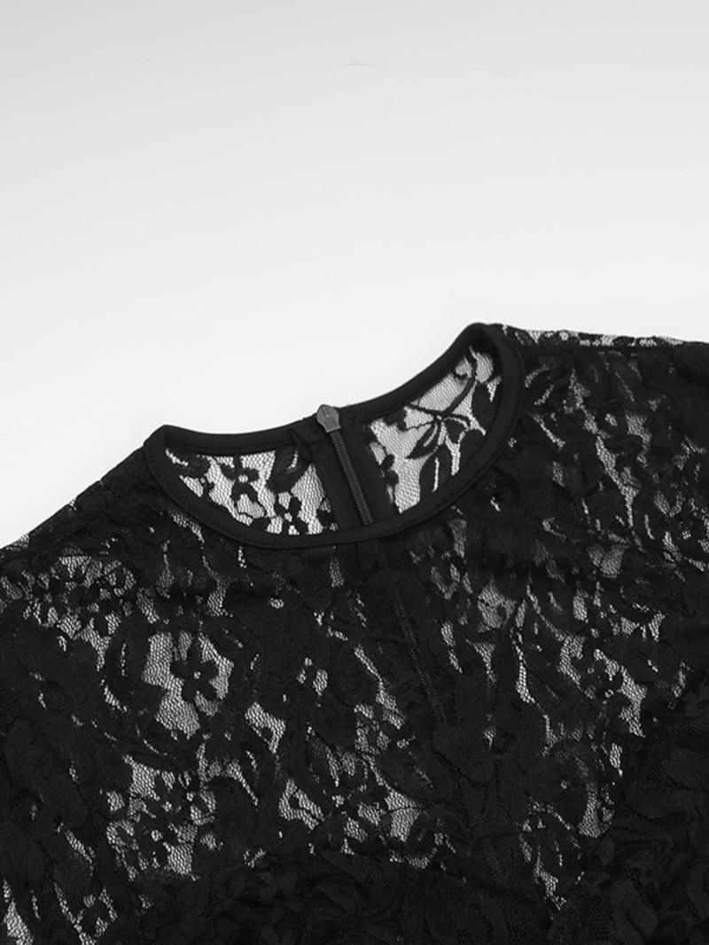 Styles by Faith Howard Women's Ruched Sheer Floral Lace Bodycon Dress, Elegant Long Sleeve Round Neck Maxi Dress for Party Holiday Wedding Guest, Ladies Fall & Winter Clothes