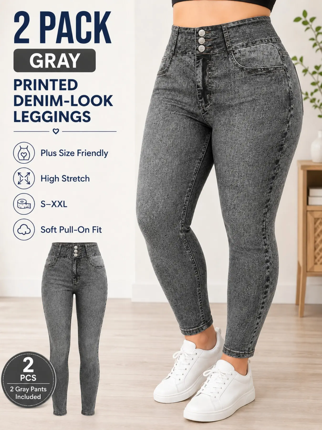 Imitation Denim Printed Women'S Casual Sports Leggings, High Waisted Athletic Hip Lifting Breathable, Skin Friendly Slim Leg Yoga Pants, High Waists Leggings, High Waist Activewear