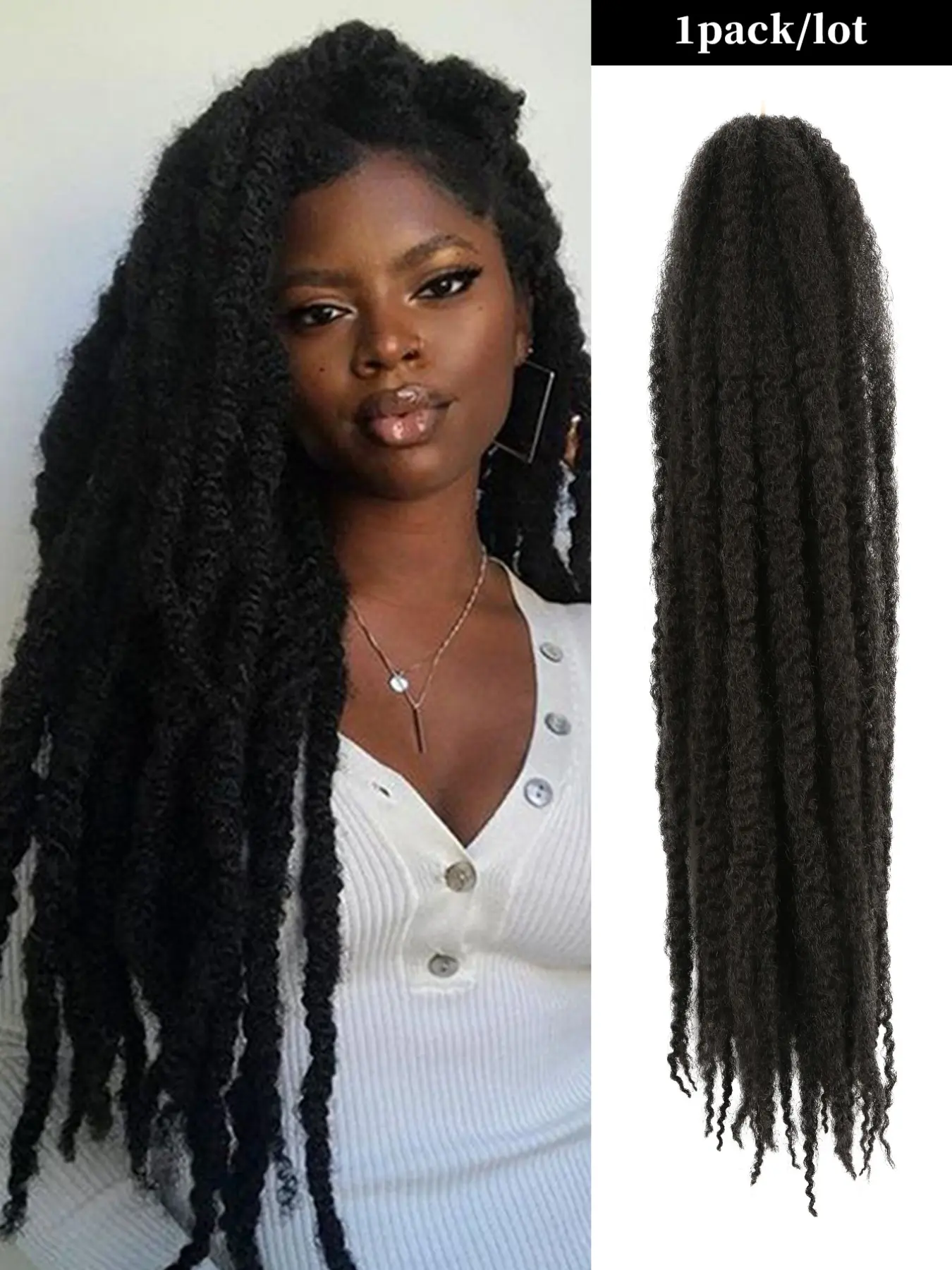 24-Inch Marley Twist Crochet Braiding Hair, Soft Long African Curly Twist Hair Extensions, Braided Hair Texture, Synthetic Braids in Dark Brown for Christmas, New Year, Carnival, and Music Festivals
