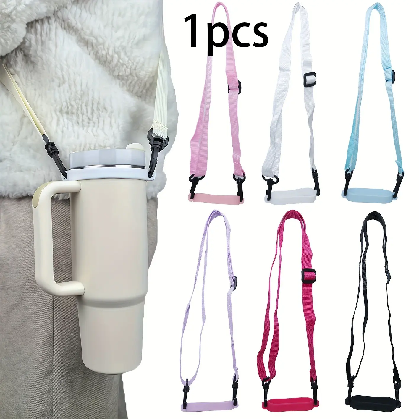 Adjustable Water Bottle Strap, 25mm Wide Polyester, Fits 30oz & 40oz Cups, Adjustable Length 23.62-51.18 Inches, Durable & Comfortable