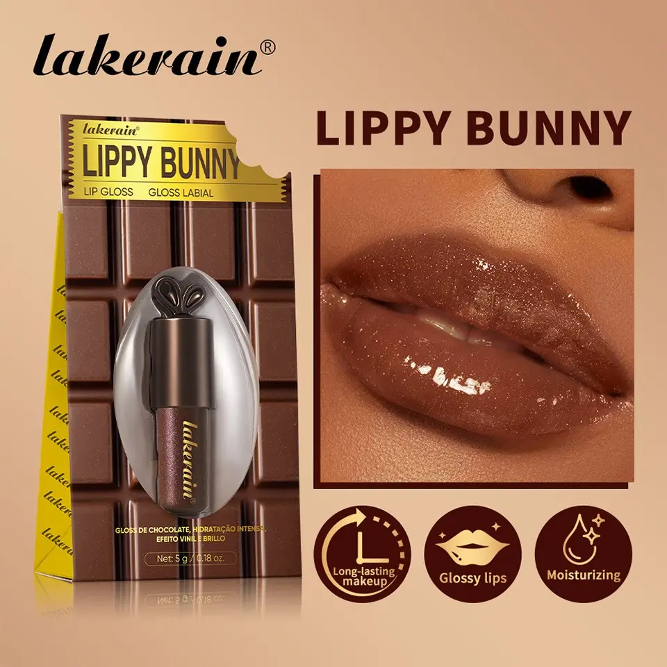 5g Chocolate Color Lip Gloss, Moisturizing Shimmer Mirror Finish, Brightening Shine, Long-Lasting Pigment, Perfect for All Skin Types
