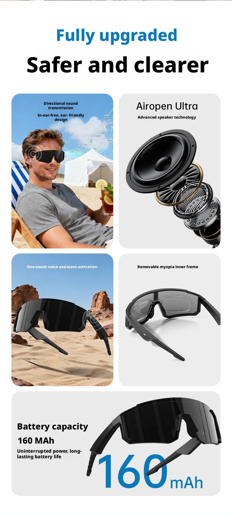 AI color-changing glasses, smart Bluetooth audio glasses, two-in-one headset, windproof goggles for cycling, outdoor sports cycling glasses