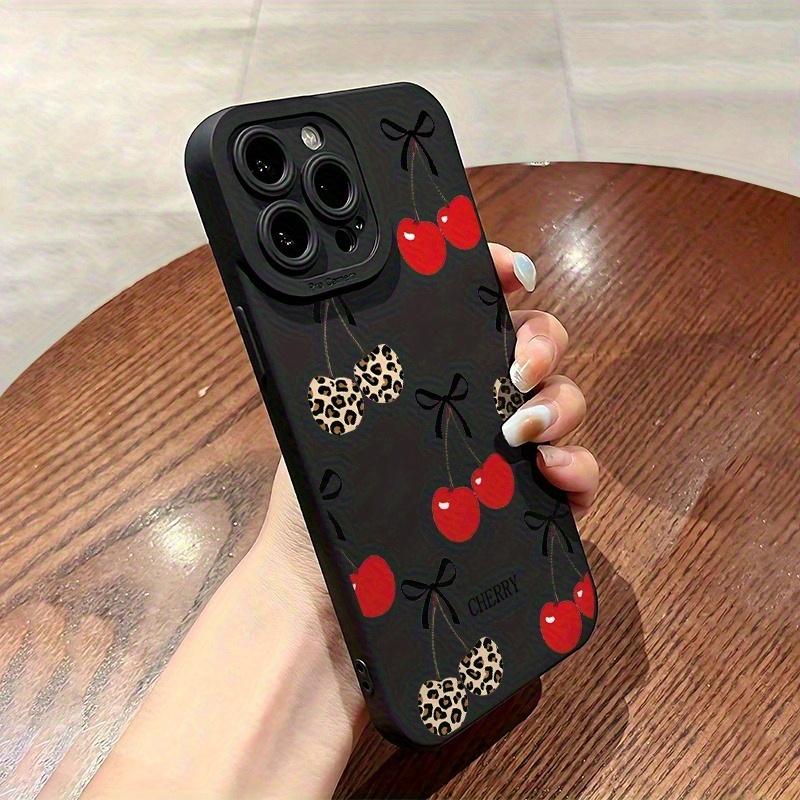 Full Screen Red Cherry and Leopard Cherry Pattern Phone Case/Lens Protection/Suitable for iPhone 17 Air/16 Plus/15 Pro Max/14 Pro/13/12/11 and Other Mobile Phone Cases/As a Birthday/Holiday Gift for Family and Friends/Protector, MS291