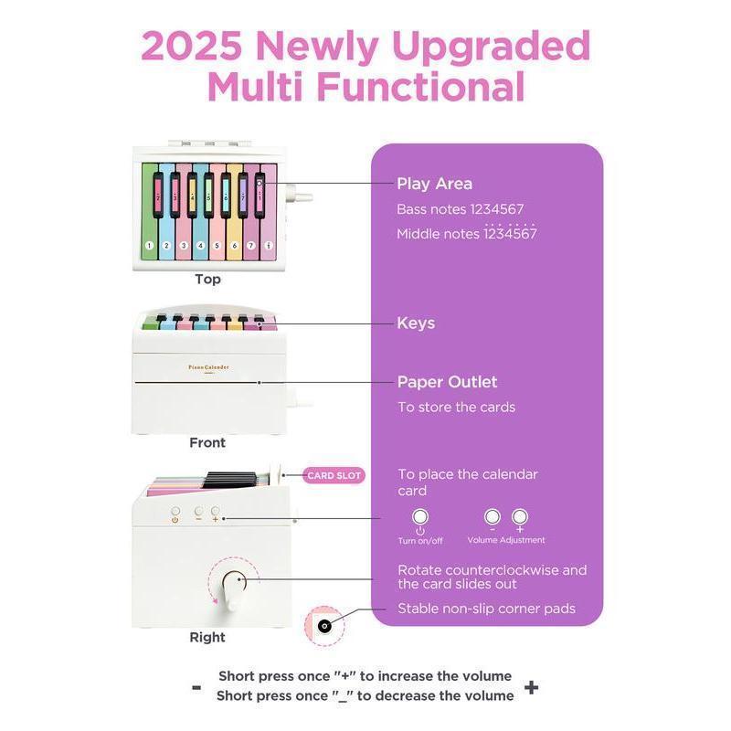 Playable Mini Piano Decor Set –  Music Calendar with 52 Sheet Music Cards & Reusable Note Cards, Creative Gift for Music Lovers