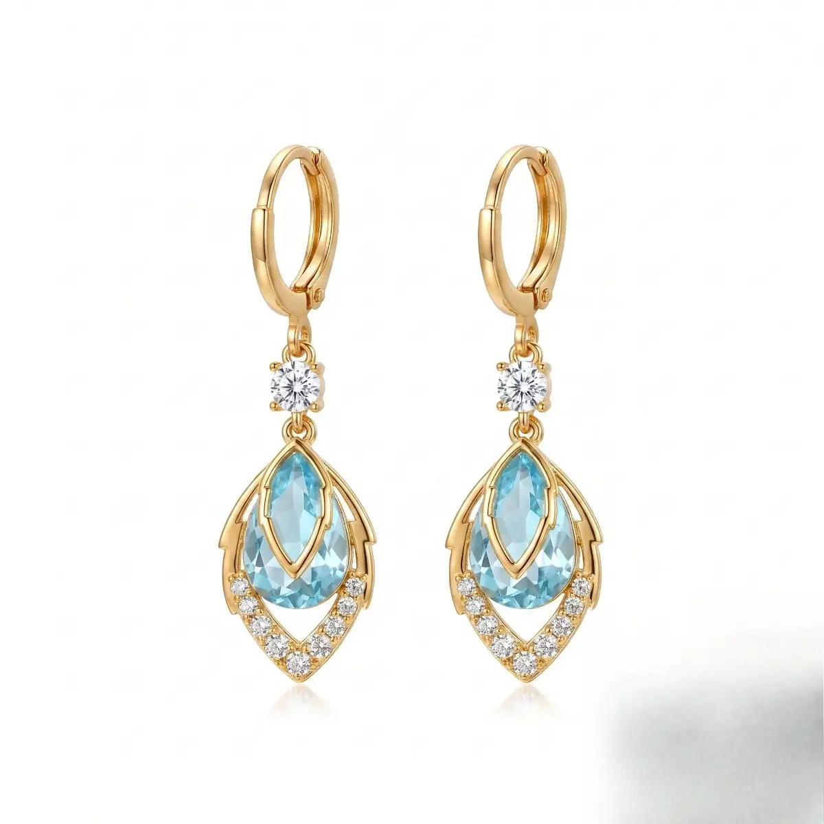 Viral Aesthetic Sky Blue Teardrop Earrings | Face-Framing Geometric Rhombus Dangle Jewelry for Women | Lightweight & Elegant Statement Accessory | Flattering Versatile Drop Earrings for Date Night, Vacation Outfits & Everyday Wear