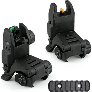 Fiber Optic Sights Flip Up Front and Rear Backup Sights with Red Green Fiber Optics Polymer Fiber Sight Black