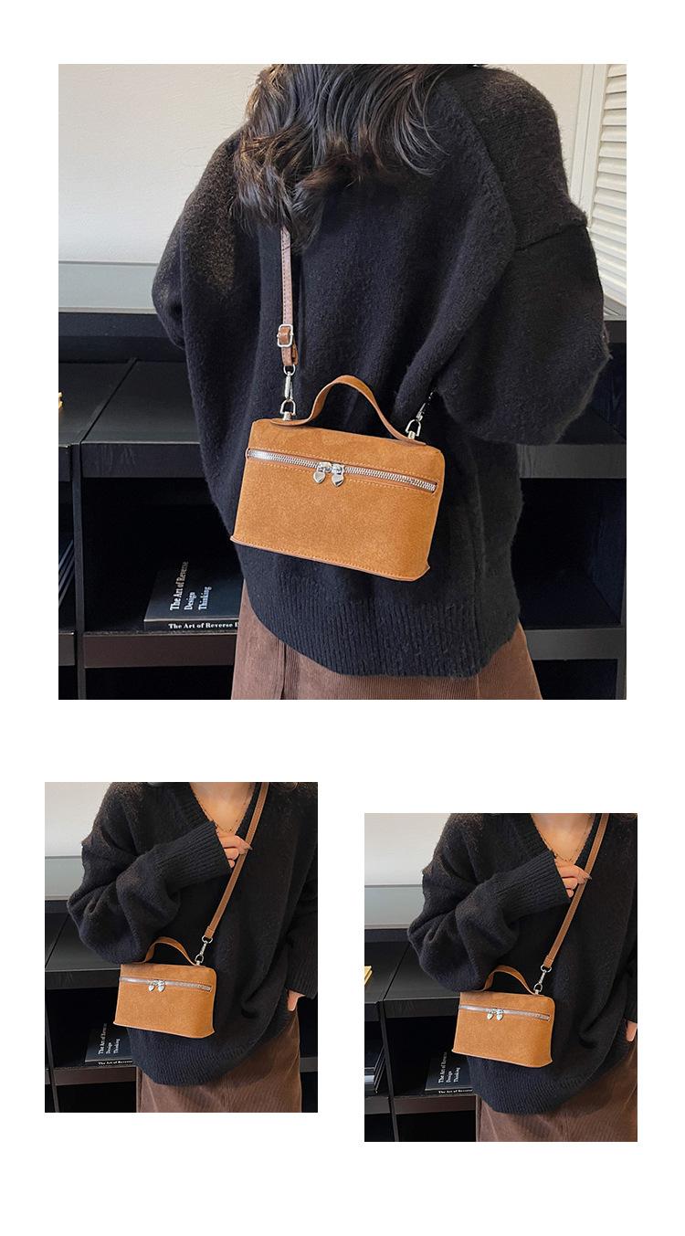 Luxury Suede Versatile Shoulder Bag  Purse Fall Winter Retro Matte Crossbody Handle Bag for Women Texture Simple Satchels Bag