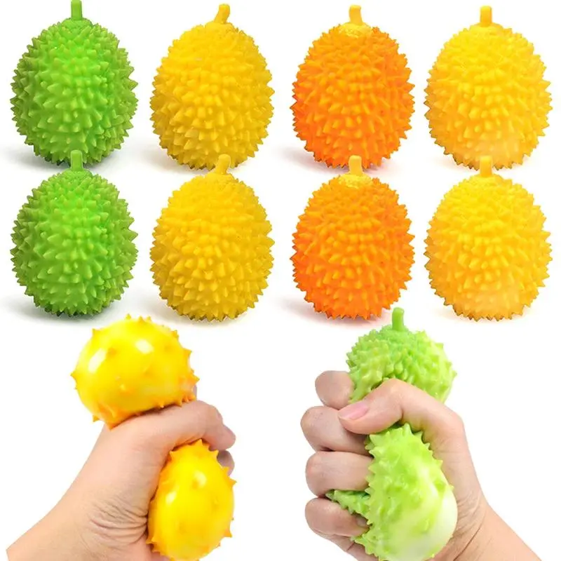 Durian Squishies Stress Relief Toy - TPR Elastic Fake Fruit Squeezable Toy with Pinch Music, for Kids+ Relaxation & Office Decompression
