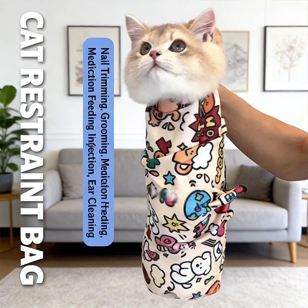 Must-Have Cat Grooming Wrap : Stress-Free Cat Restraint for Nail Clipping, Self-Adhesive & Anti-Escape Cat Burrito Wrap for Cats, Anti-Scratch Cat Restraint Bag for Nail Trimming, Ear Cleaning & Medicine Administration | Multifunctional Cat Swaddle