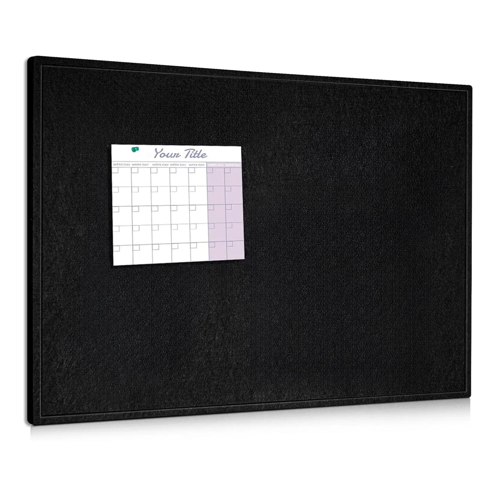 Large Felt Bulletin Board for Wall 48x36, Frameless Black Pin Board Vision Board with 30 Pushpins, Self Healing Fabric Notice Board No Drill Adhesive Memory Board for Home Office School