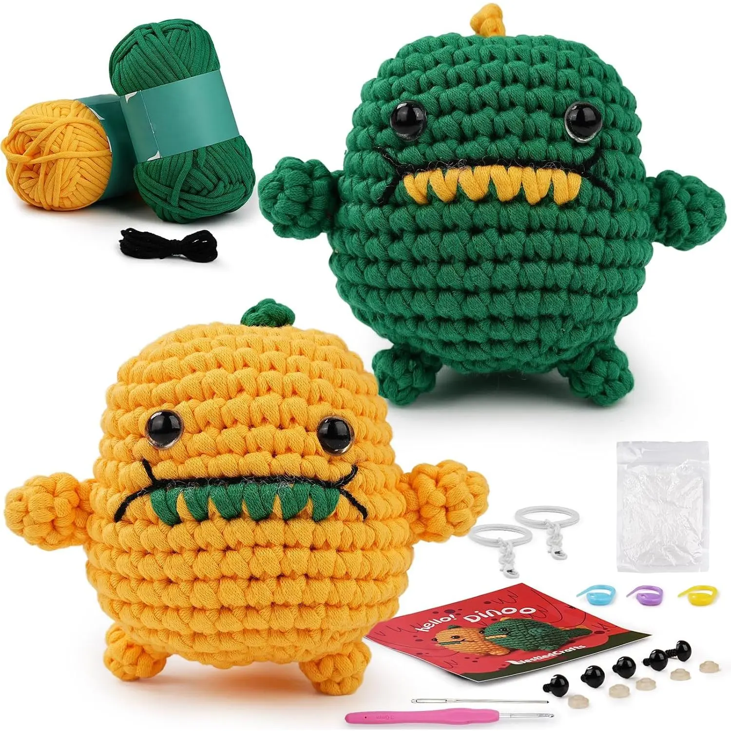 2 count DIY  Crochet Kit for Beginners Adults,  Craft , Funny DIY  Bag Pendant, Crochet Starter Kit with Step-by-Step Video Tutorials