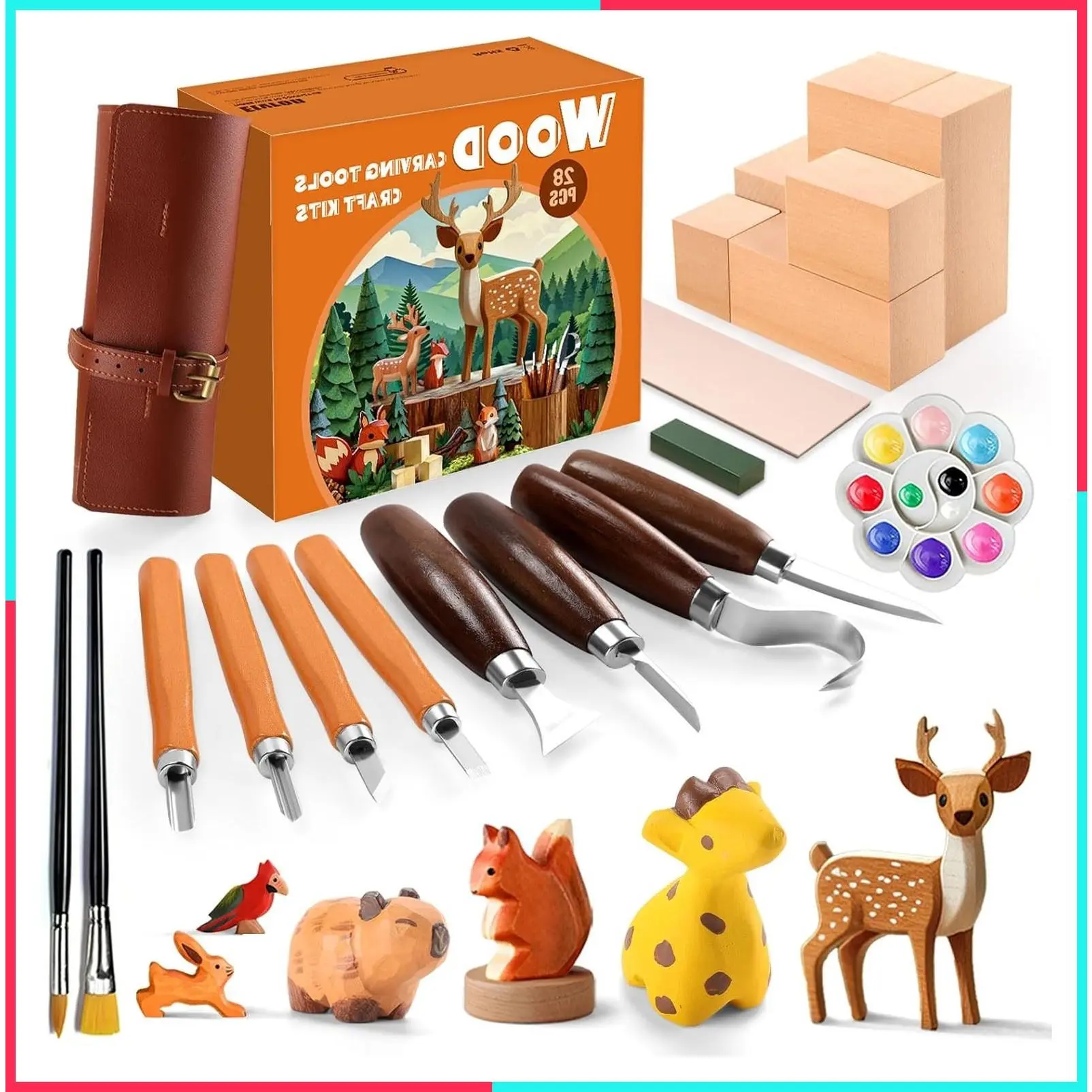 Beginner Wood Carving Kit for Kids - Whittling Set with Wood Blocks