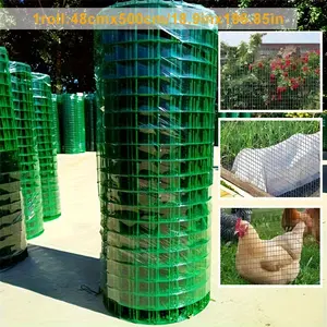 Green PVC-Coated Iron Wire Mesh - Heavy Duty Garden & Chicken Coop Fence Grid, Rust-Resistant Durable Farming Mesh for Urban Agriculture, Plant Protection & Soil Aeration, Chicken Coop Mesh | Grid Pattern Mesh | Breathable Design, Chicken Coop