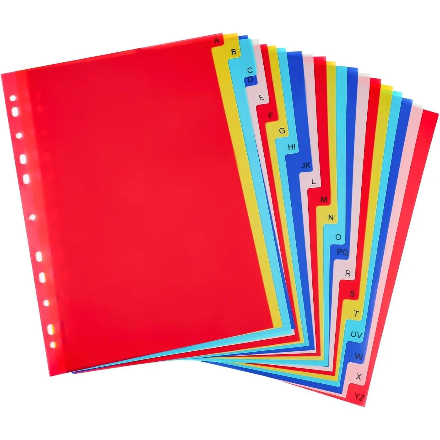 21-Tab A-Z Alphabet Binder Dividers for 2/3/4/11 Ring, Letter Size 11-hole Design Fits 2, 3, 4 & 11-ring Binders, Plastic material Waterproof and Durable For School Office Home Organization