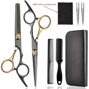 Haircutting Kit, 6-Inch Hair Clippers, Thinning Shears, Styling Accessories, Home Salon Tools, Stainless Steel, Single Item