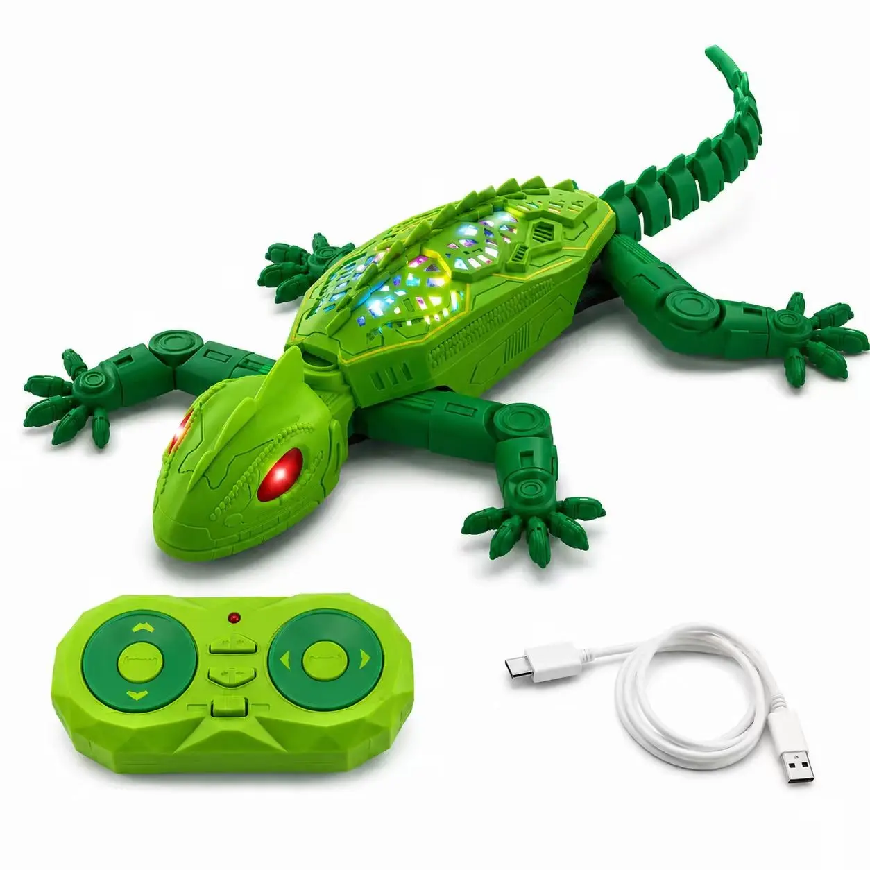 Wall-Climbing Gecko Remote Control Toy Car, Rechargeable Wall Climber Robot, 7-Color Lights, Fun Gift for Kids, Ages 3-12, Aaa Batteries Needed