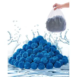 fathersdaygift VEVOR Pool Filter Balls for Sand Filter, 1.5 lbs, Filter Balls Replace Pool Filter Sand, Reusable Blue Polyester Fiber Filter Media with Wash Bag, for Swimming Pool Aquarium Tank Above Ground Pool