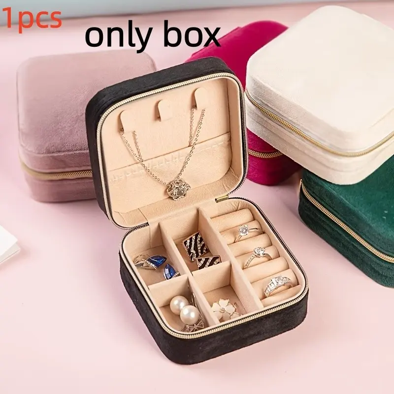 1pcs Jewelry Box, Zipper Multi-Functional Jewelry Case, Portable Lightweight Travel Jewelry Organizer, Christmas Necklace Earring Ring Holder, Gift for Mother's Day