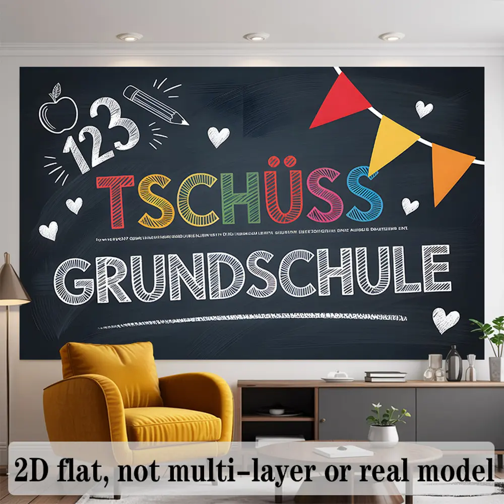 Chalkboard-Style HD Print Large 2D Flat Polyester Photography Backdrop, Primary School Graduation Themed Background Cloth, Soft Lightweight Foldable for Party Photos, Photo Booths, Sheet