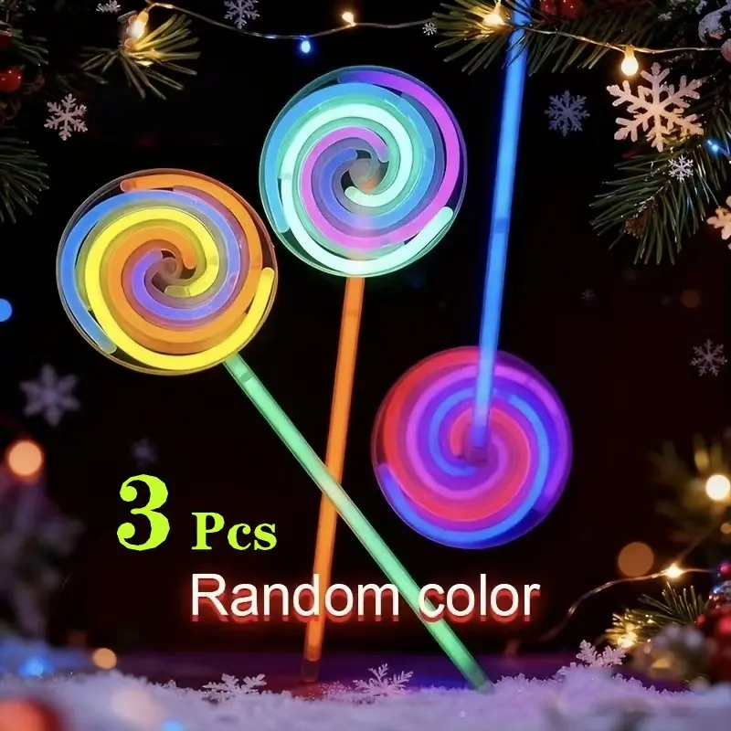 3pcs Glow Sticks, Multi-Color Glowing in Dark, Spiral Tips, Perfect for Concerts, Parties, Camping, Holidays, Family Gatherings, Non-Toxic