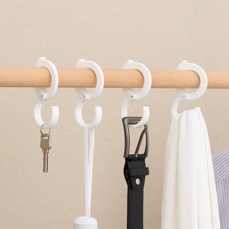 Japanese S-Type Hook Clip, Kitchen Bathroom Horizontal Rod Hook, No Drilling Plastic Clothes Hanger, Cabinet Rack