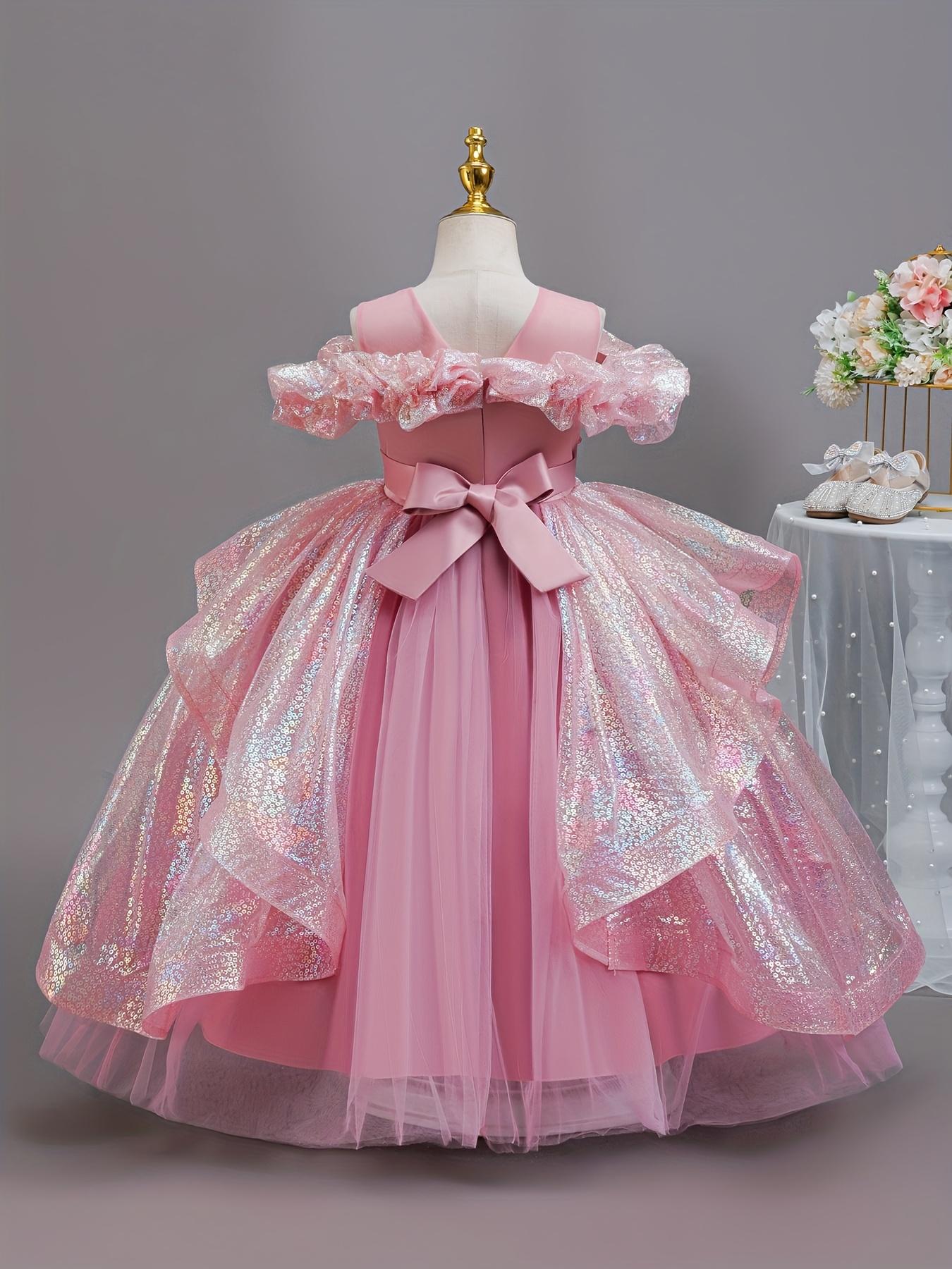 Girls' Elegant Princess Dress with Sparkling tutu & net - Sleeveless Mid-Length Recital Dress Birthday Party Outfit, Nutcracker - Hand Washable Gown all-Season Wear ( & Little Girls)