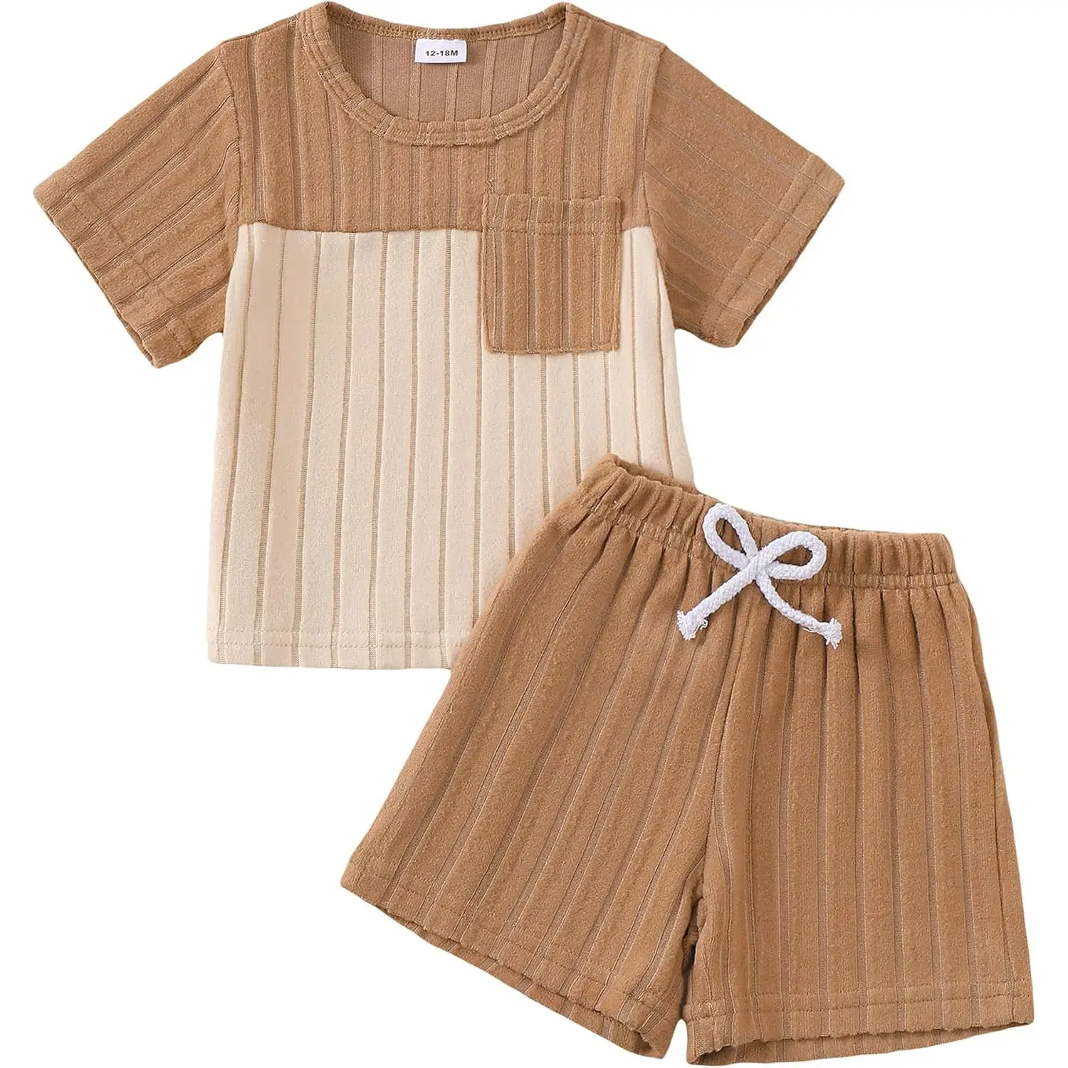 Baby Boy Clothes Toddler Boys Summer Outfits Short Sleeve Pockets Patchwork T-Shirts Elastic Waist Shorts Set 12M-5T