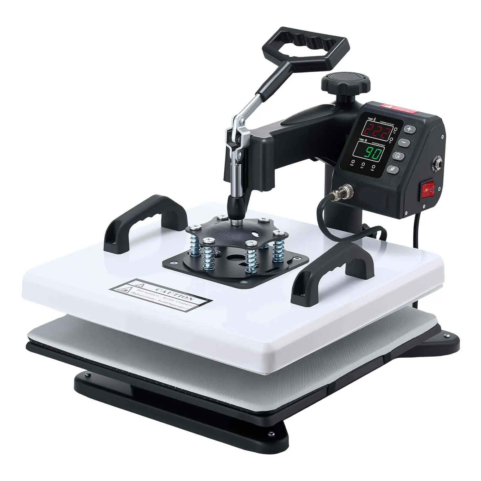 Heat Press Machine, Swing Away, 120V / 60Hz Voltage, 1200W Power, Aluminum Alloy + ABS Construction, Digital Control & Display