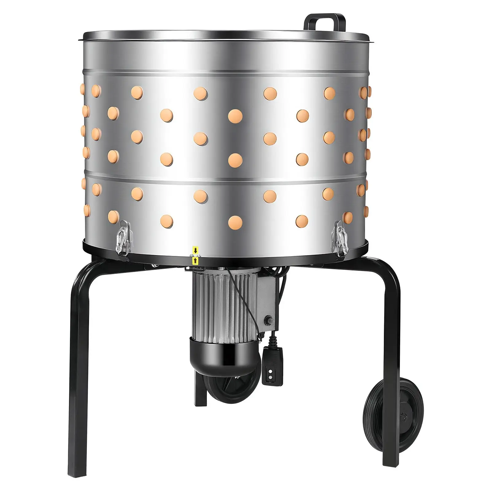 VEVOR Chicken Plucker Machine, 25.6 in Drum, 1200W 275RPM Electric Chicken Plucking Machine with 158 Soft Fingers Transport Wheels, Stainless Steel Feather Remover for Processing 4 Chicks Once