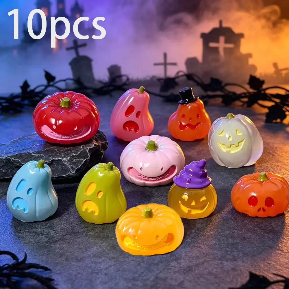 10pcs Halloween Glow-In-The-Dark Mini Pumpkins, Cute Party Decorations, Funny Desktop Ornaments, Perfect for Festive Celebrations