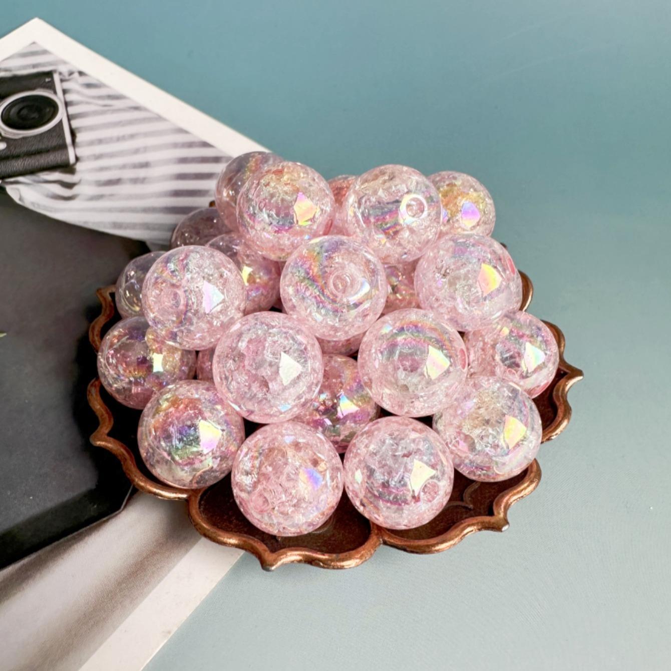 16mm Glitter Bubble Bead (20pcs/set), Shiny Round Beads for DIY Necklace Bracelet Phone Bag Pendant, Jewelry Making Supplies, Beading & Jewellery Making Material, DIY Beading Accessories, Christmas Gift