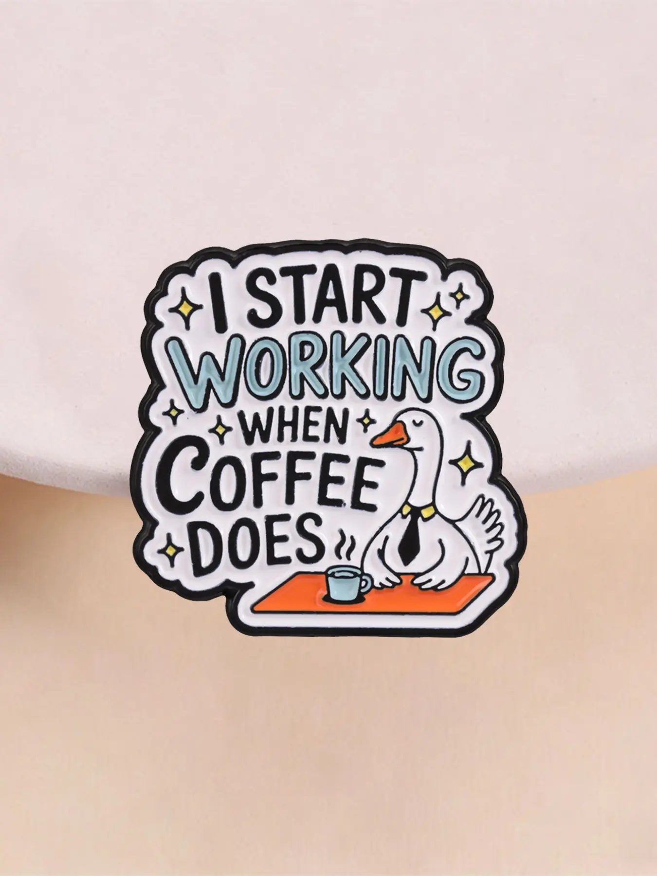 Funny Coffee Meme Goose Enamel Pin, Humorous Office Lapel Brooch, Perfect Gift for Coworkers, Unique and Fun Accessory