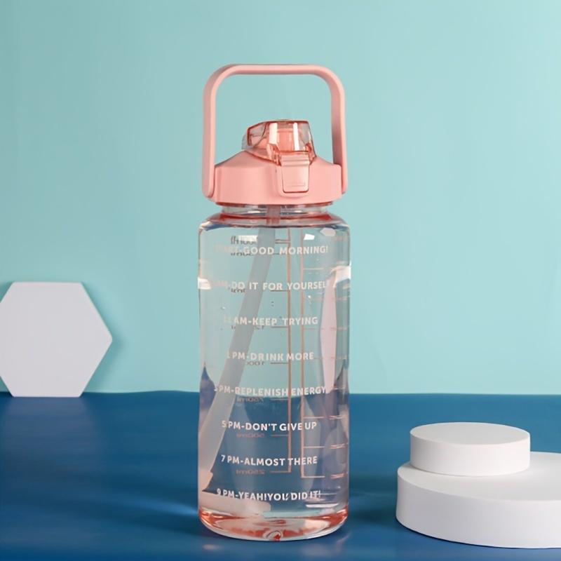 2000ml/67oz Large Capacity Water Bottle with Time Marker, Leakproof BPA-Free Tritan Plastic, Motivational Sports Bottle with Straw and Handle for Outdoor Fitness, Hydration Tracking Water Jug Drinkware Cup Tumbler Mug Bottled Washable